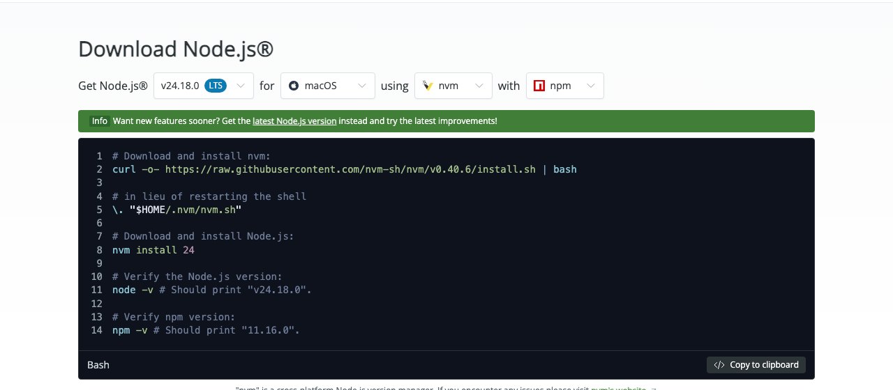 The official Node.js download page, showing OS and version selectors